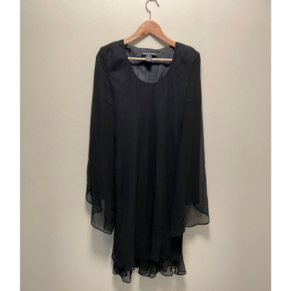 Vintage Jones Wear Womens Midi Dress Size 10 Black Chiffon Draped Whimsigoth Y2K